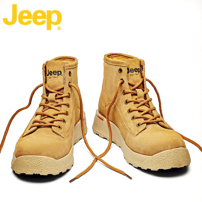 jeep jeep martin boots men's high-top men's shoes autumn mid-tube British leather tide shoes snow tooling boots men