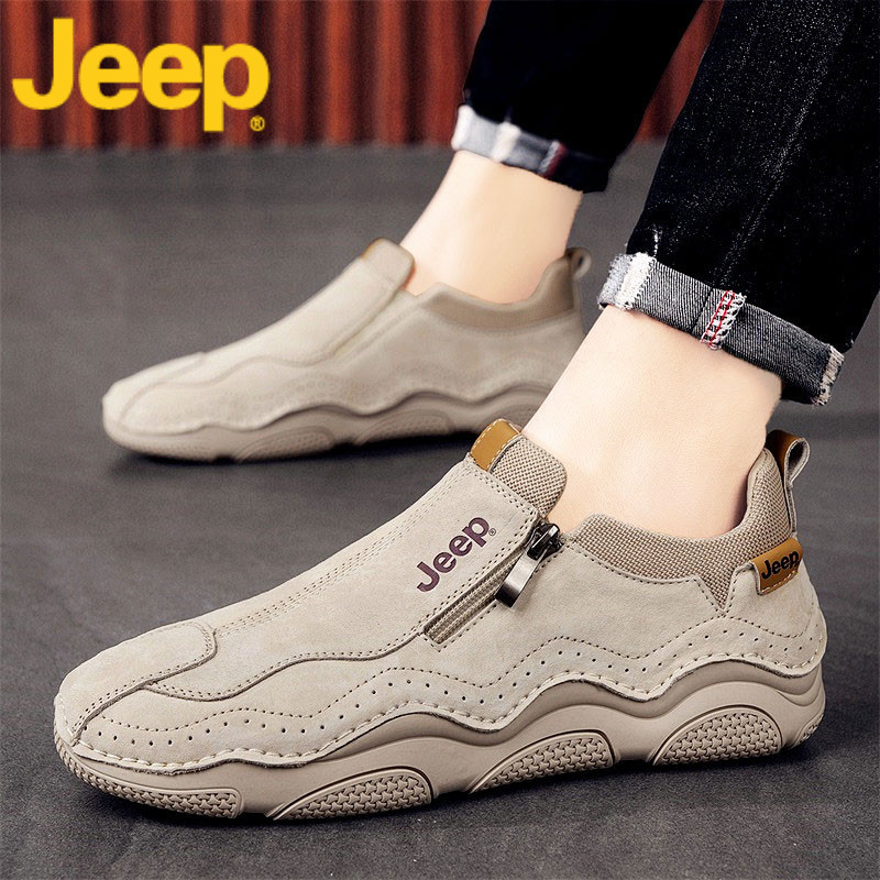 Jeep Men's Shoes, Summer 2026 New Model, High-End Slip-On Casual Leather Shoes, Men's Sneakers