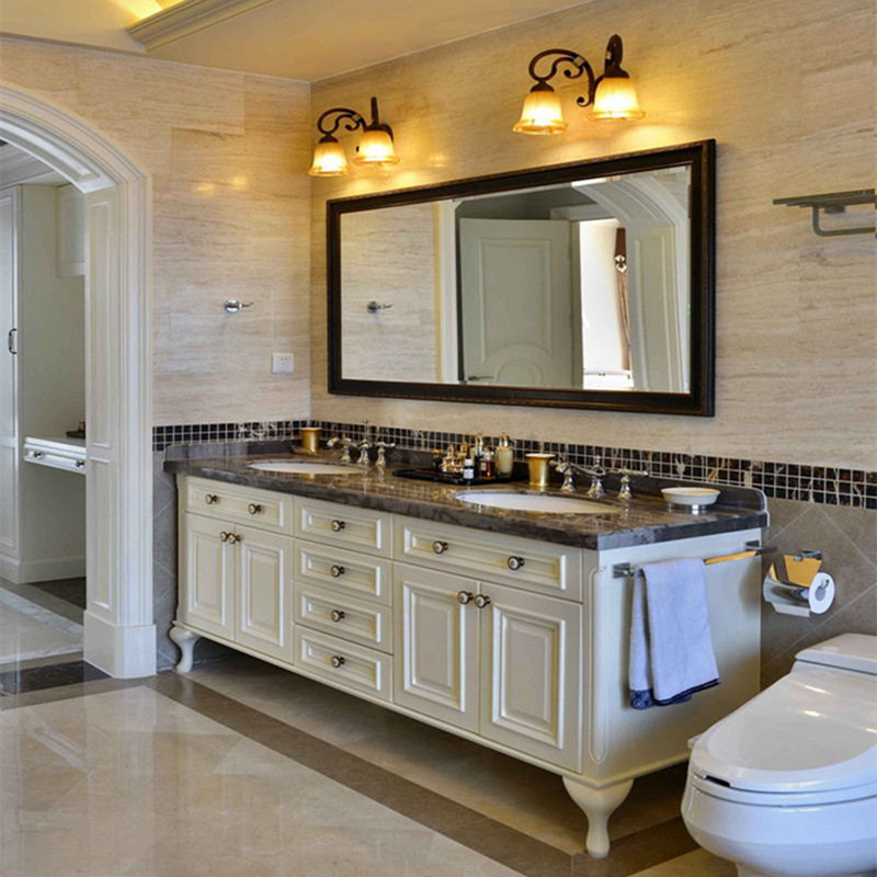 American Bath Room Cabinet Combined Oak Wood Floor Type Wash Wash Basin Pool Eurostyle Double Basin Solid Wood Wash Terrace Bathroom Cabinet-Taobao