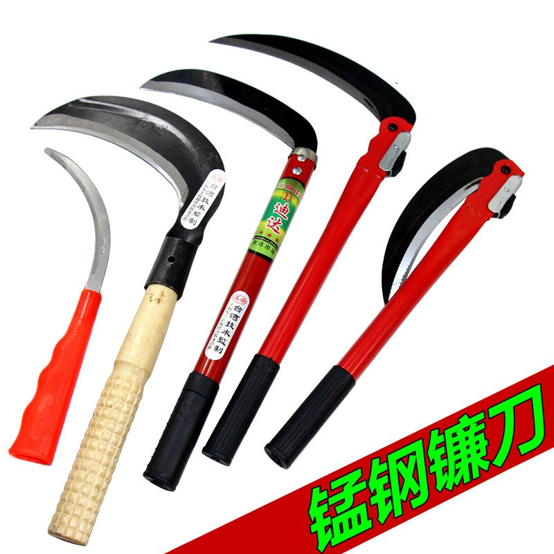 Cutting Grass Knife Agricultural Sickle Household Weeding Iron Handle Harvesting Corn Rice Grain Whole Steel Outdoor Multi Functional Bending Knife