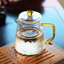  Hammer pattern ins glass teapot filter High temperature resistant thickened single pot Kung Fu tea Safflower tea set Household