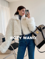 ROEYWANG Japan imported super soft velvet skin loose Lamb hair lapel coat women autumn and winter New