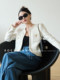 ROEYWANG2024 ພາກຮຽນ spring ແລະດູໃບໄມ້ລົ່ນໃຫມ່ CE Style Beige Temperament Classic Wool Xiaoxiang Tweed Jacket