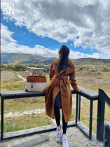 ROEY WANG (collection level) exclusive imported thickened Suli velvet albaca medium long cashmere coat