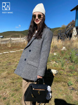 ROEY WANG Australian first cut wool herringbone short thick wool handmade coat