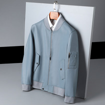 Haining 2021 Autumn Winter Blue Sheepskin Leather Leather Men Men Baseball Collar Casual Leather Jacket Jacket