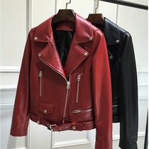 Haining Spring and Autumn New Leather Small Leather Women Short Locomotive Leather Jacket Sheep Leather Korean Slim Jacket