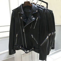 GD Song Joong Ki star same SLP wind slim trend short Haining leather motorcycle leather jacket mens jacket