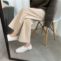 Fat sister large size straight pants loose autumn and winter new 2019 womens high waist wide leg pants women show thin tide