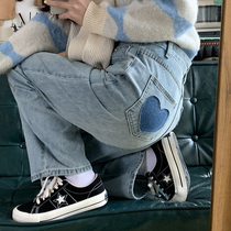 Fat sister mm spring wear wide leg jeans 2021 new pear shaped body loose leg cover thick thin pants tide