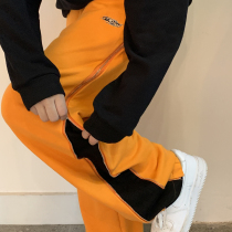 Fat sister mm size Spring New 2021 womens loose high waist straight wide leg pants children thin tide