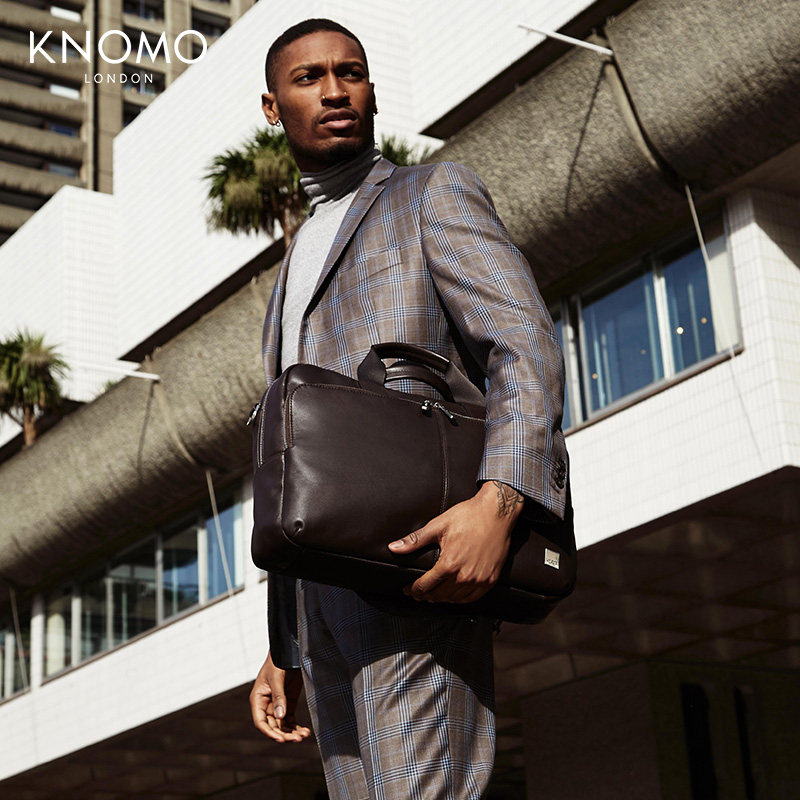 KNOMO UK Tide Cards Briefcase Computer Bag Men Single Shoulder Bag Business Genuine Leather Cow Leather Bag Men's Handbag