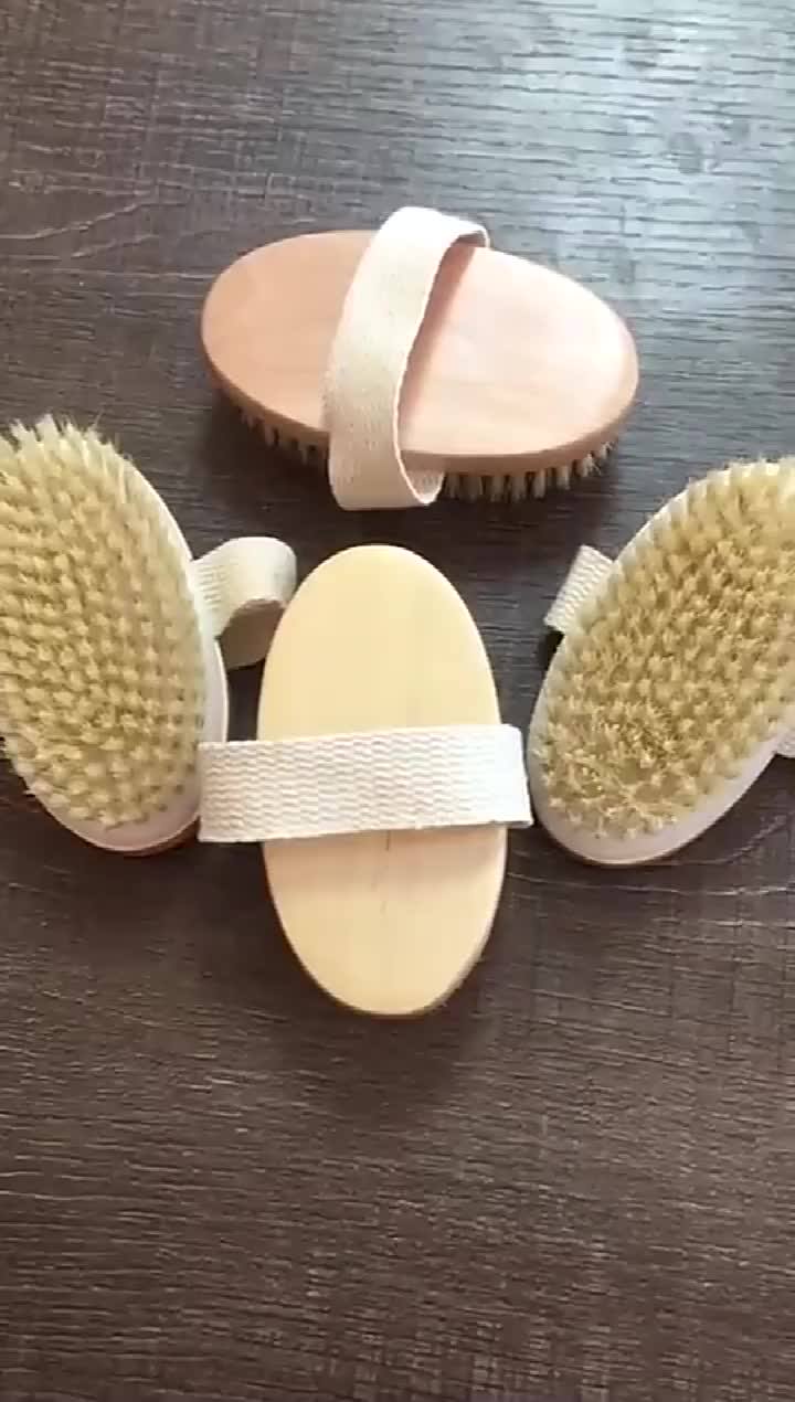Private Label Dry Skin Wooden Bath Brush Natural Bamboo Sisal Bristle