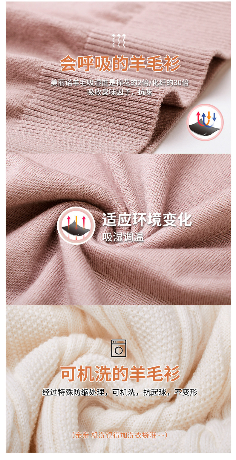 兰卓丽 商场同款100%美丽诺羊毛毛衣 图2