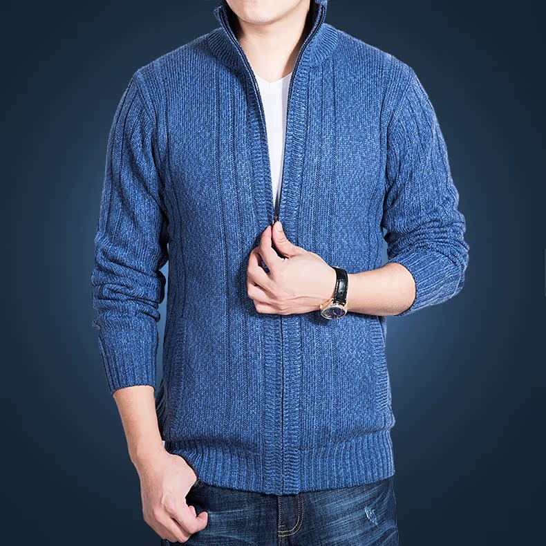 Áo len nam dày len áo len lỏng đan cộng với nhung ấm áp áo len trung niên cha áo len áo unisex