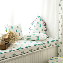 Small pine fresh Nordic Japanese simple cotton linen window Mat high density sponge thick card seat cushion window mat
