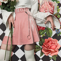 EOH Exclusive - Chess - Episcopal Pink Velvet A-line Slim Back Zip Embroidered Skirt