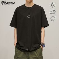 Summer new mens short sleeve T-shirt casual Joker printing trend half sleeve loose round neck dress