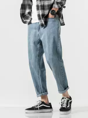 Pants men's autumn jeans men's fashion brand loose straight cowboy long pants men's trend Korean overalls