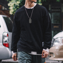 2021 autumn new mens fake two-piece sweater loose round neck sleeve casual versatile couple coat trend