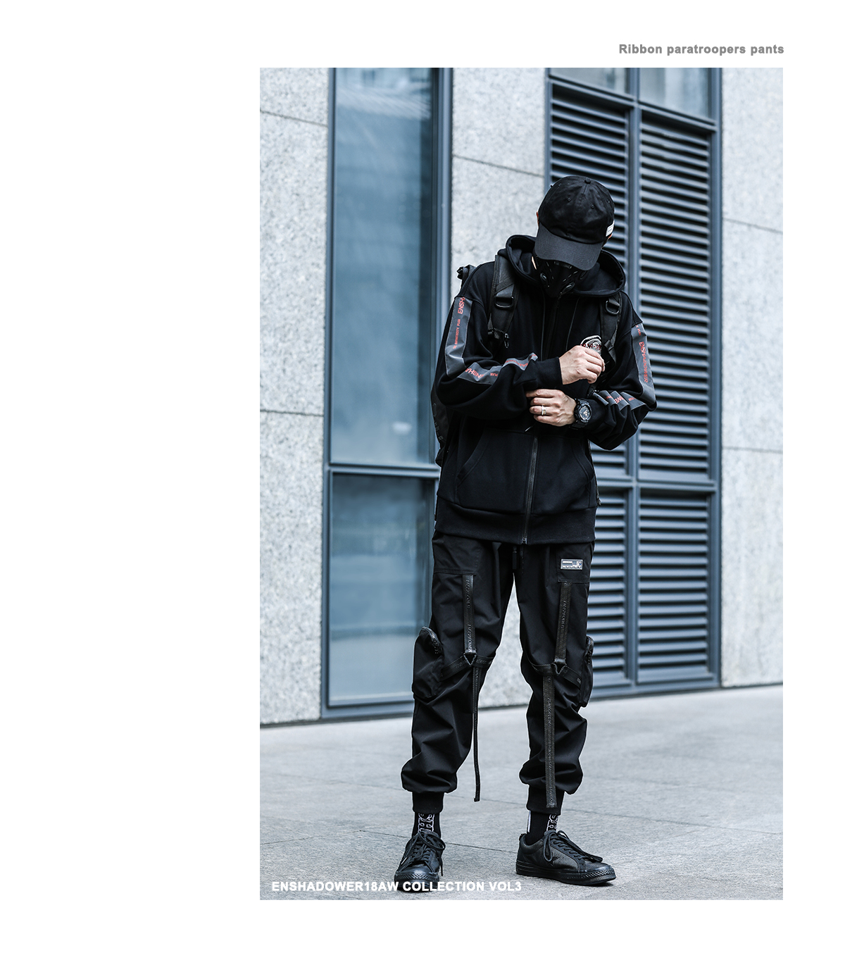 ENSHADOWER che khuyết điểm ba chiều streamer paratrooper quần chức năng dụng cụ thủy triều thẻ đen quần quần nam quần thể dục