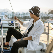 ENSHADOWER concealer black and white embroidered printed shirt men solid color casual shirt trend Youth Men