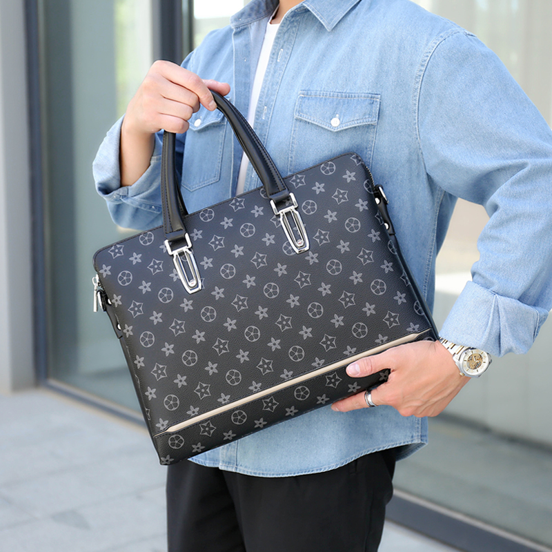 Hong Kong Men's New Tide Brand Handbag Fashion Shoulder Messenger Bag Business Computer Briefcase Document Bag