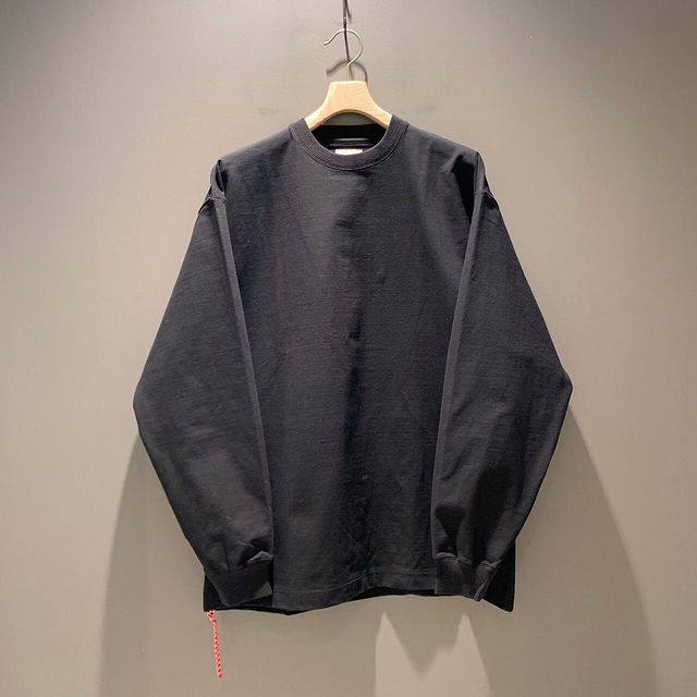 National warehouse BEAMS JAPAN Japanese-made solid color couple red rope cotton loose long-sleeved round neck T-shirt 22AW