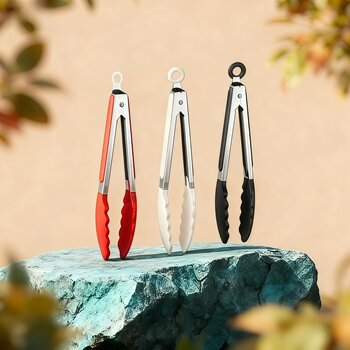 Kitchen Cooking Tongs, Noodle Tongs, Iron Tongs, Silicone Stainless Steel Tongs for Food, High Temperature Resistant Steak and Barbecue Tongs