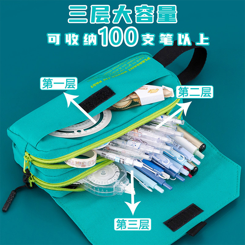 Extra Large Capacity Pencil Case for Boys, Simple 2025 New Style, Cool and Handsome Multi-Compartment Canvas Stationery Box ins High-Value Stationery Bag for Girls, High School, Junior High School and Primary School Students, Pencil Case That Is Stain-Resistant