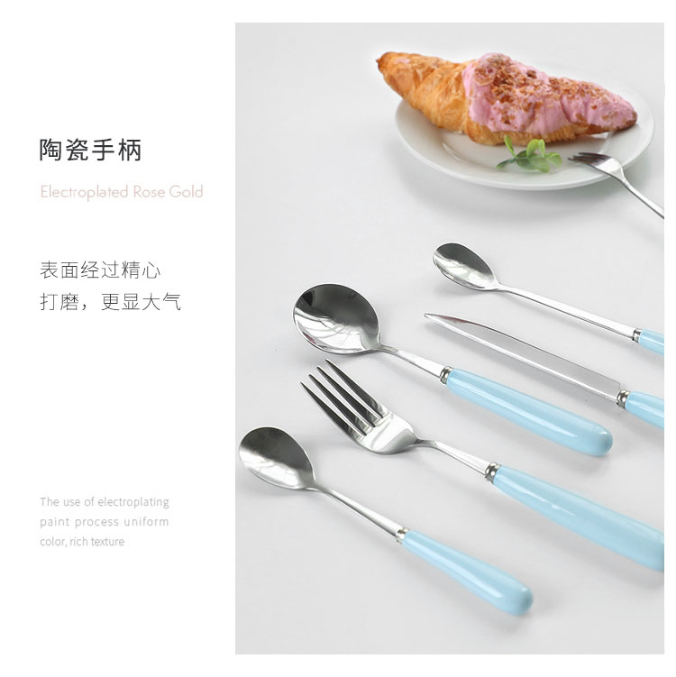 Kẹo kẹo Nhật Bản Xử lý gốm bằng thép không gỉ Dao kéo ẩm thực phương Tây Burdock Fork Spoon Coffee Spoon S-27 - Đồ ăn tối khay đựng đồ ăn