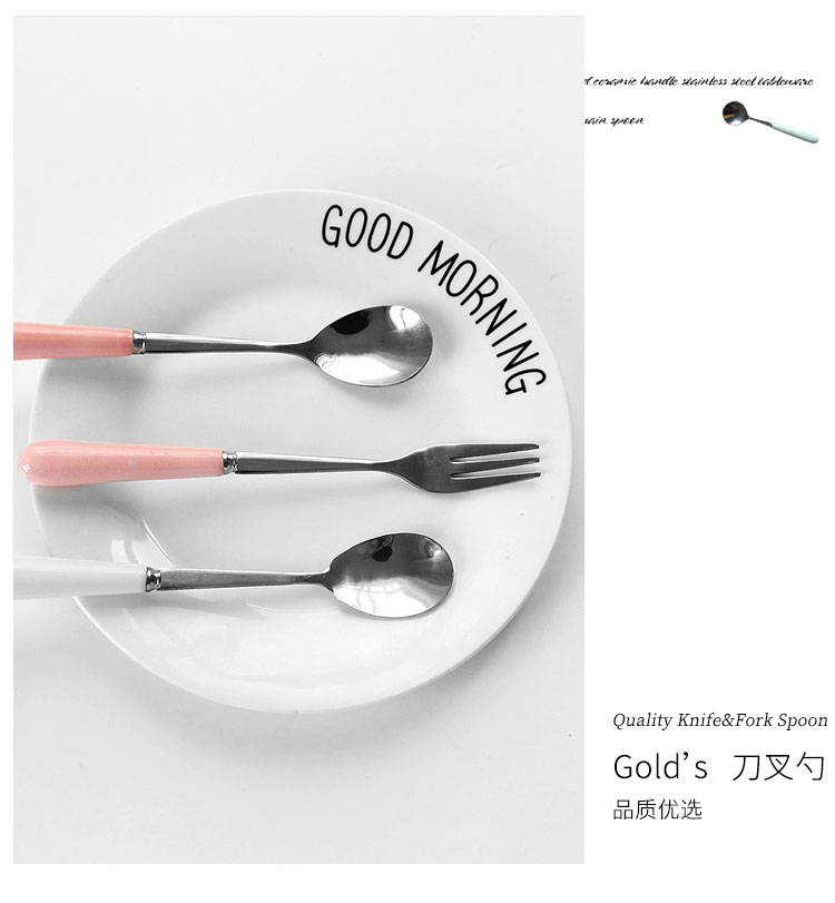 Kẹo kẹo Nhật Bản Xử lý gốm bằng thép không gỉ Dao kéo ẩm thực phương Tây Burdock Fork Spoon Coffee Spoon S-27 - Đồ ăn tối khay đựng đồ ăn
