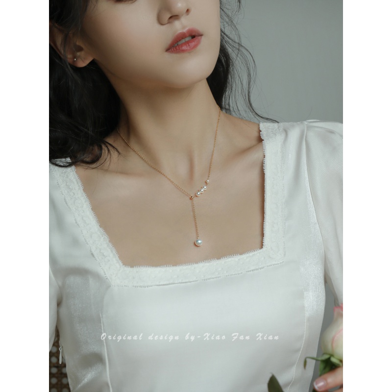 Xi Yo-yo Bathing Without Picking Up Natural Pearls Necklace Women Original Design Sense Collarbone Chain Pendant Snake Bone Chain