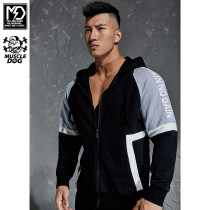 MuscleDog muscle dog winter loose stitching hooded leisure sports fitness cardigan sweater jacket men