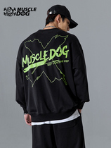 Muscle dog trendy brand autumn new sports and leisure round neck long-sleeved sweater mens loose fitness training pullover