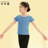 Детская спортивная одежда, гимнастический хлопковый костюм, короткий рукав, круглый воротник