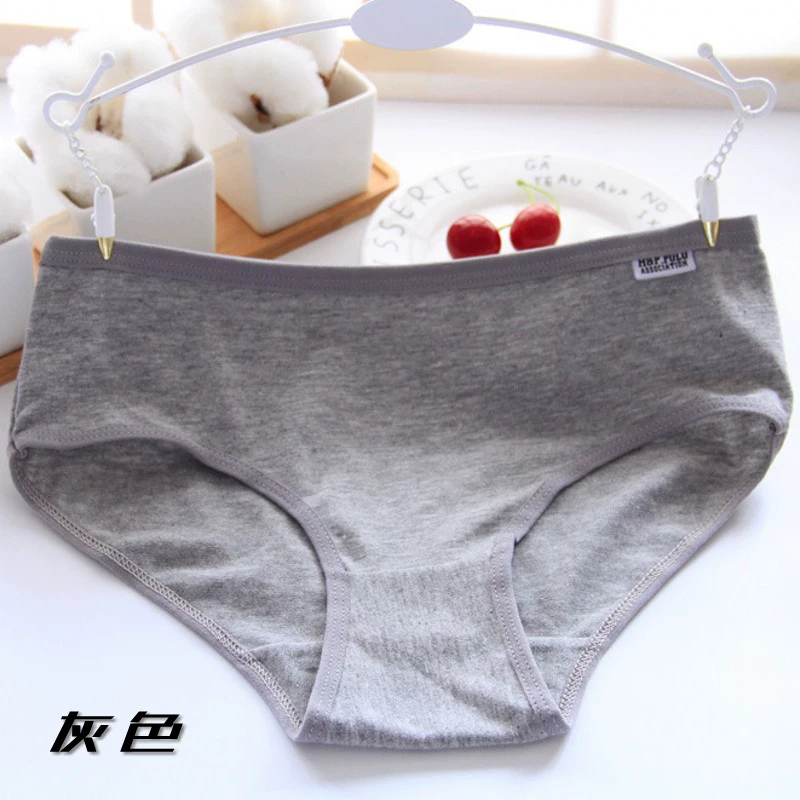 4 đồ lót cotton nữ kích thước lớn eo giữa cô gái vải cotton trắng đen xám đồ lót học sinh béo 4 - Giống cái quần chip nữ đẹp