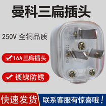 Manco three flat plug 10A two-pole two flat transparent plug industrial wiring household power connector socket