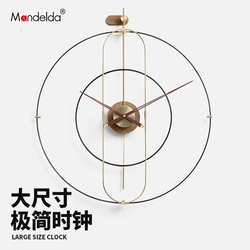 Mandelda light extravagant fashion hanging bell living room decoration painting with timepiece modern minimalist dining table background wall clock-Taobao