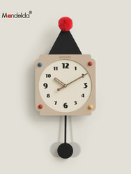 Mandelda No-Punch Cream Style Wall Clock Living Room Creative Clock Wall Hanging For Home Minimalist Clock 2024 New arrival