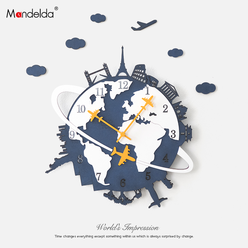 Mandelda Wall Clock Creative Living Room Modern American Personality Watch Mute Clock Household Decorated Quartz Watch