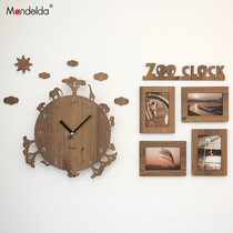 mandelda Nordic Cartoon creative cartoon animal clock bedroom mute wall clock living room modern Wall watch