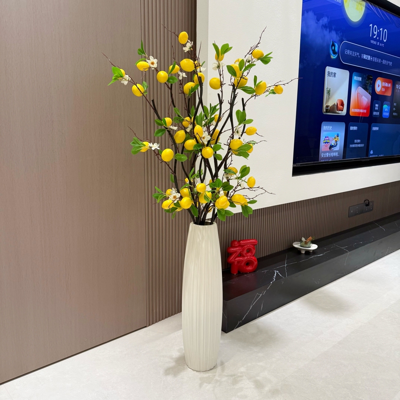 Artificial Flowers, Light Luxury High-End Ornaments, Apple, Lemon, Persimmon, Stunning New Year's Flowers, Bring Wealth and Prosperity, Floor-Standing Living Room Floral Arrangement