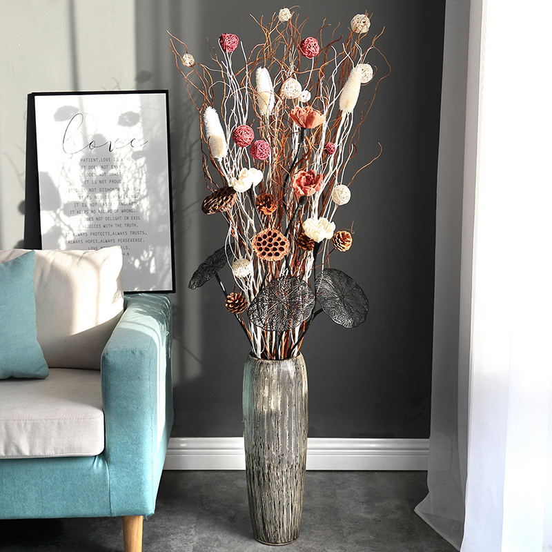 Living room flower arrangement High dry branches European floor-to-ceiling decoration large modern simple American dry flower window decoration ornaments