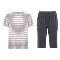 (Same style in the mall) Mr. Admiral modal striped short-sleeved shorts home wear set NS2023012