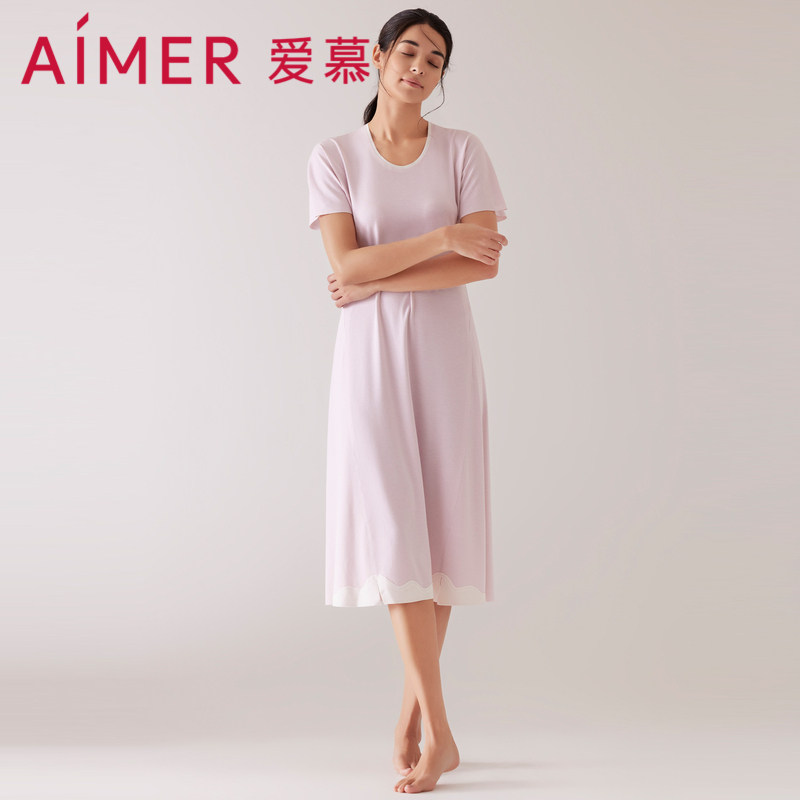 (Sleep clothes) Love mous-pyjamas women Summer slim short sleeves Dress Sleeping Dresses Nepotism for Antibacterial Mites-Taobao