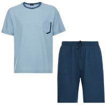 Mr. Admiration 24SS Tencel Hemp Cool Home Suit Mens Summer Round Neck Pullover Short Sleeve Shorts NS43L341