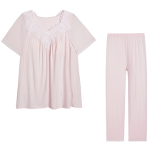 Aimu 24SS Sleeping Beauty Pajamas Womens Summer Short Sleeves with Cups Can Be Weared Outside Home Set AM469671