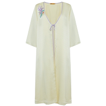 Love Mousse Royalgin Pyjamas Woman Весна Лето С Настоящим Шелковым Кардиганом Вышитой Home Sleeping Robe-Dream Back to Changan HJ23039