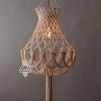 (Looking forward) Creative homestay decoration hand-woven chandelier lampshade lantern model room round hanging ornaments